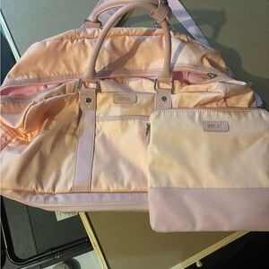Pastel Pink IBFUN Large travel duffel bag with matching pouch:Women's Bag Set